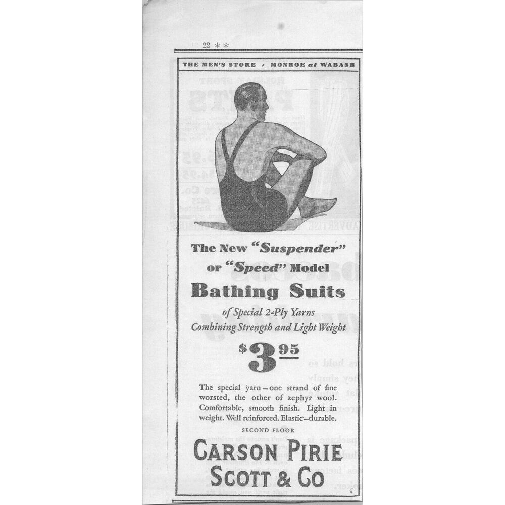 Vtg Print Ad Bathing Swim Suits Suspender Speed Model Carson Pirie Scott & Co - Picture 2 of 3